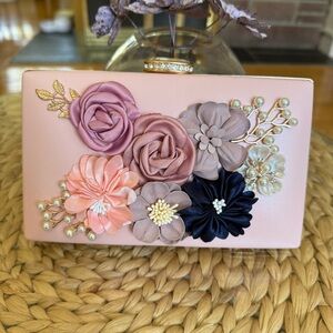 Floral Embellished Clutch in Pink